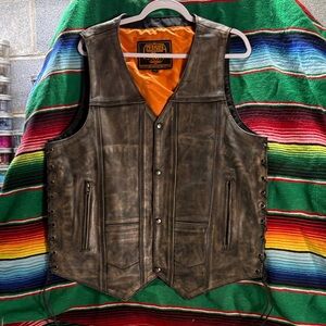 Brown Leather Concealed Carry Vest for Men